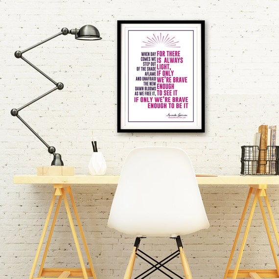 Sale Amanda Gorman The Hill You Climb Inspirational Quote Print 8x10 Raspberry Teacher Appreciation Gift
