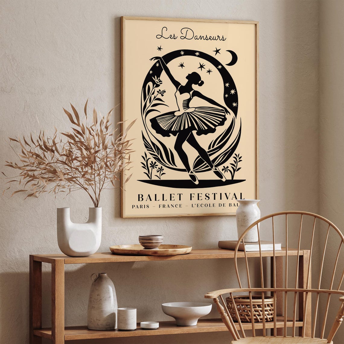 Elegant Paris Ballet Festival Moonlit Dancer Silhouette Poster - Image 2