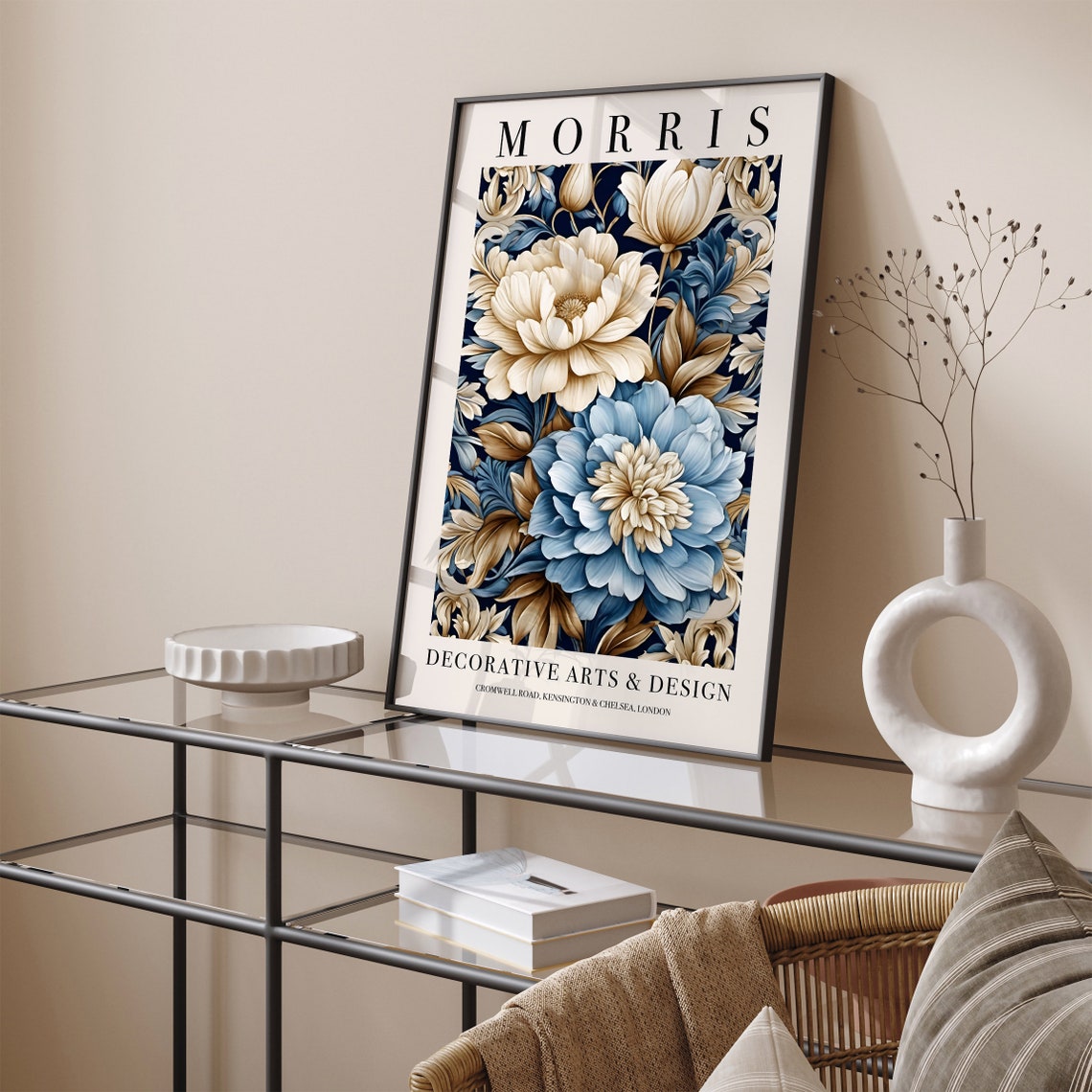 Morris Decorative Arts Blue Peony Floral Exhibition London Poster - Image 2