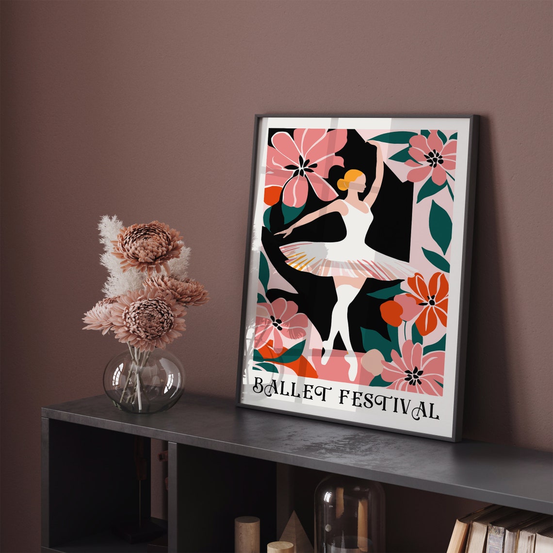 Ballet Festival White Tutu Floral Dance Ballerina Art Poster - Image 3