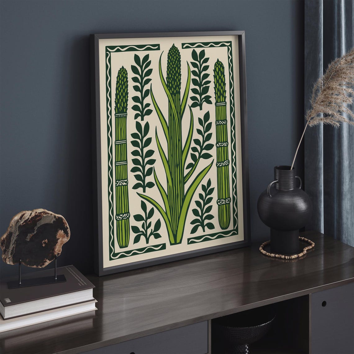 Vintage Green Asparagus Stalks Botanical Kitchen Garden Poster - Image 3