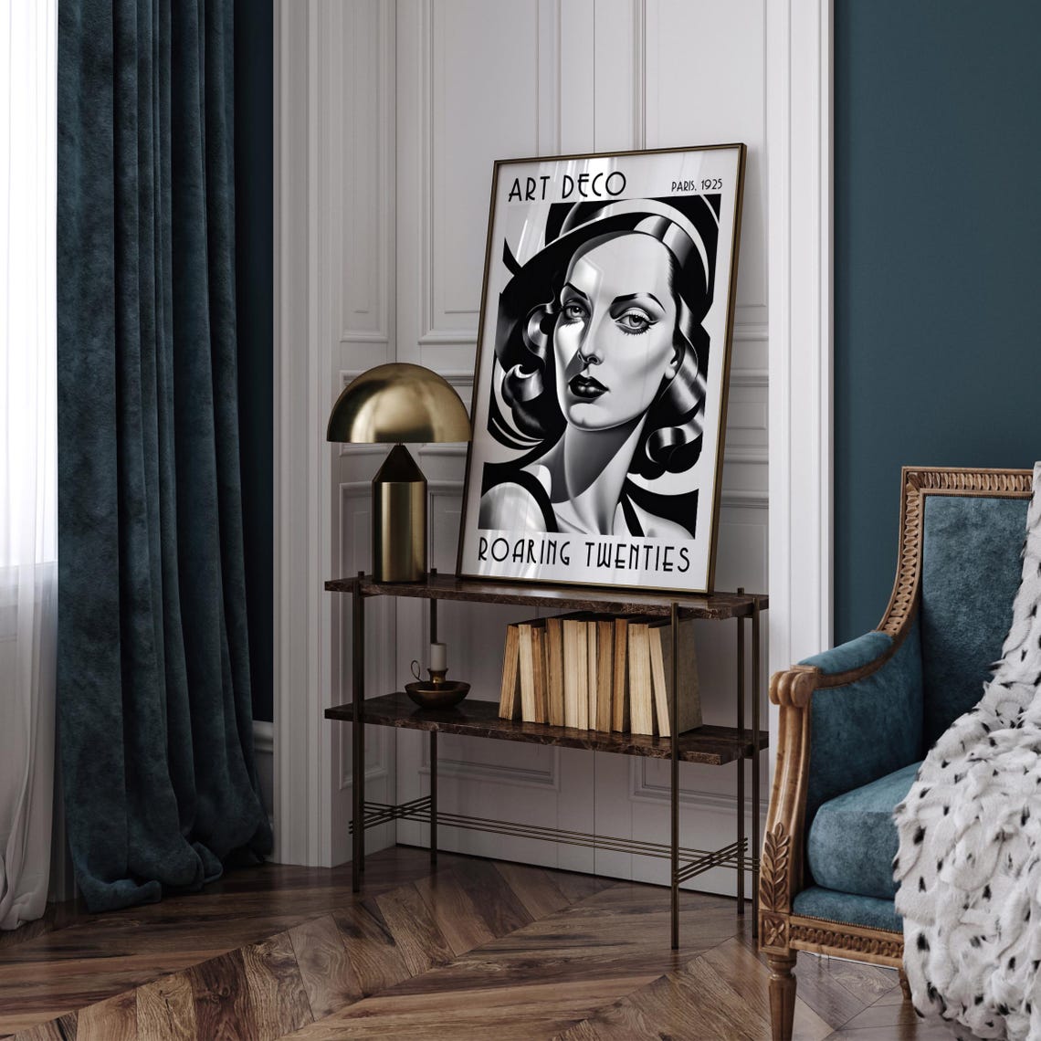 Art Deco Paris 1925 Roaring Twenties Elegant Flapper Portrait Poster - Image 4
