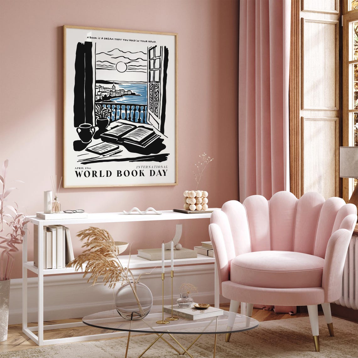 World Book Day Coastal Window Quote Black Ink Book Lovers Poster - Image 6