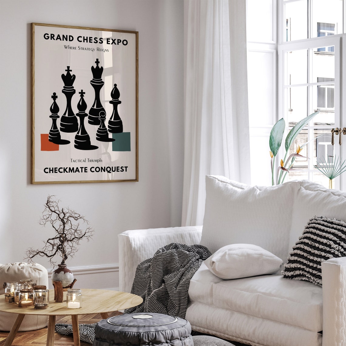 Grand Chess Expo Checkmate Conquest Vintage Strategy Game Poster - Image 6