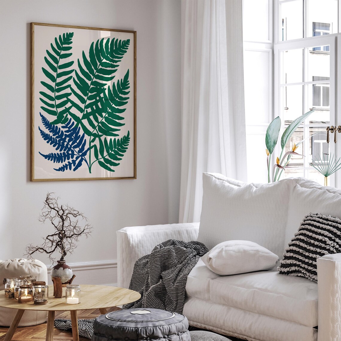 Green Fern Fronds Botanical Two Tone Layered Nature Decor Poster - Image 6