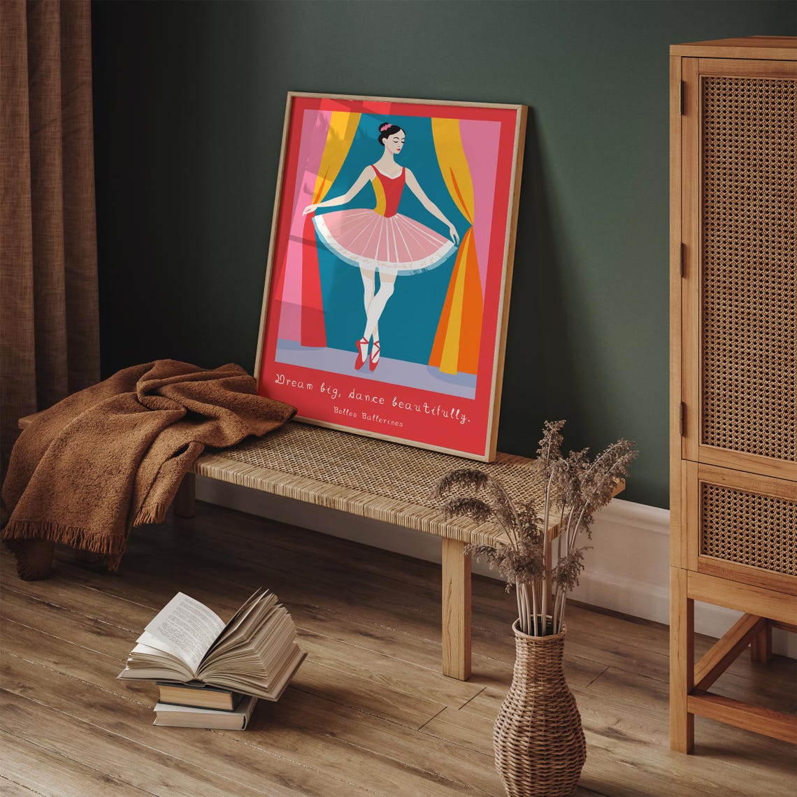 Dream Big Dance Beautifully Ballerina Red Tutu Quote Art Poster - Image 5