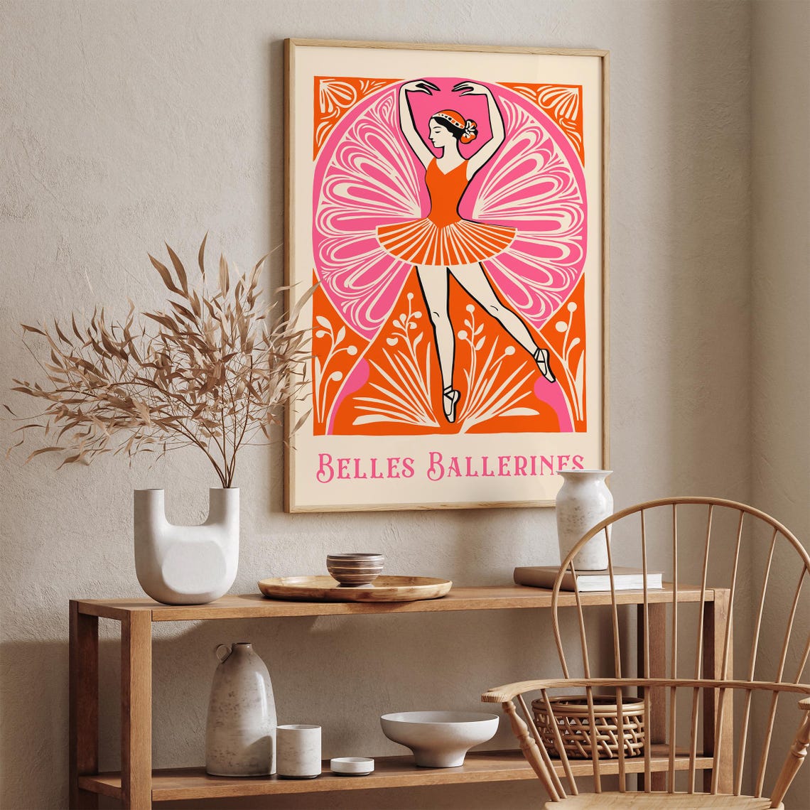 Belles Ballerines Orange Tutu Retro Ballet Dancer Vintage Poster - Image 3