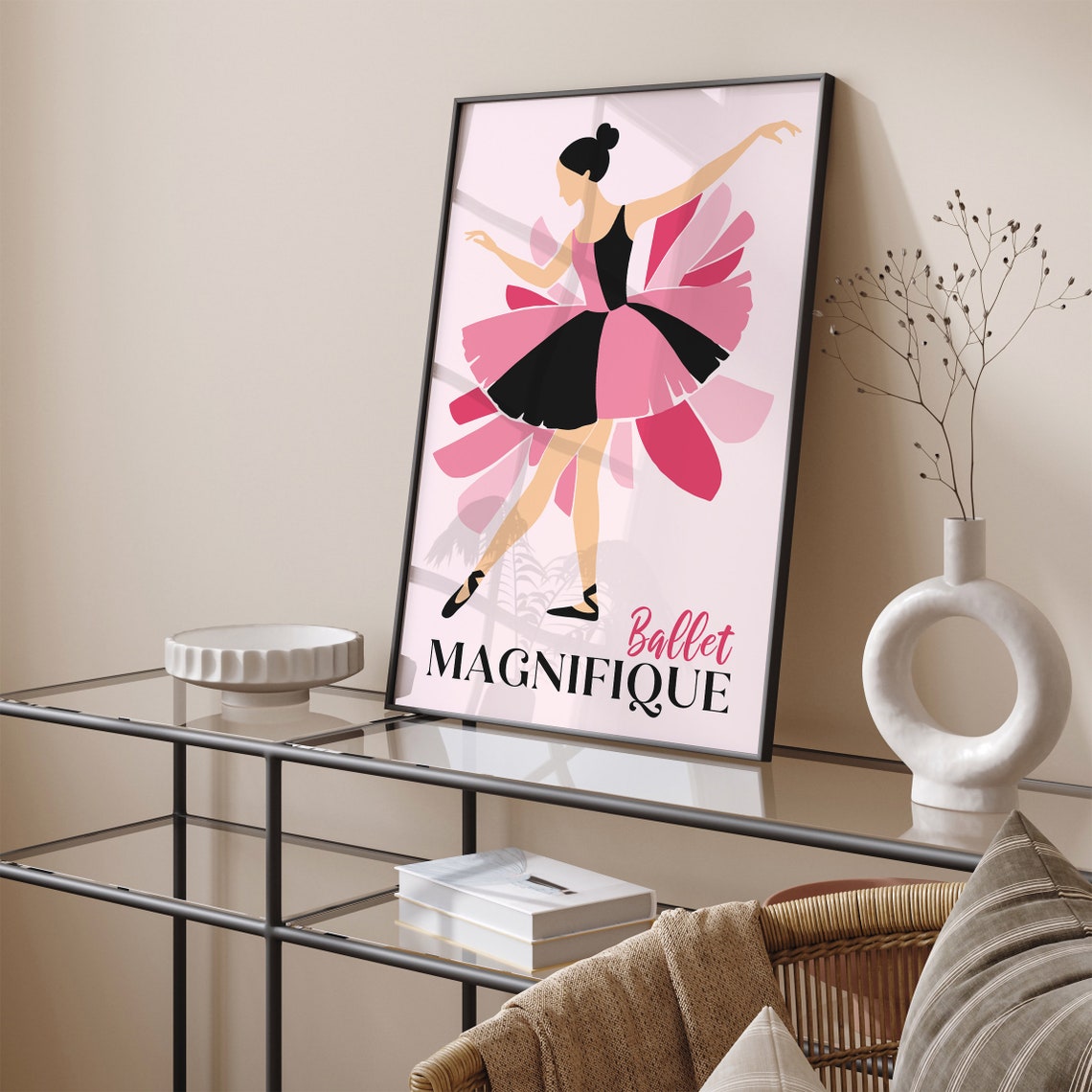 Delightful Ballet Magnifique Pink and Black Tutu Dancer Poster - Image 3