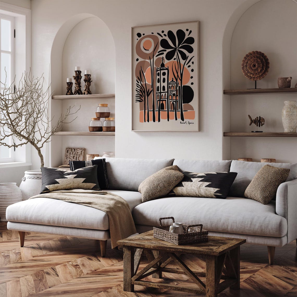 Gaudi Spain Terracotta Architecture Abstract Botanical Art Poster - Image 4