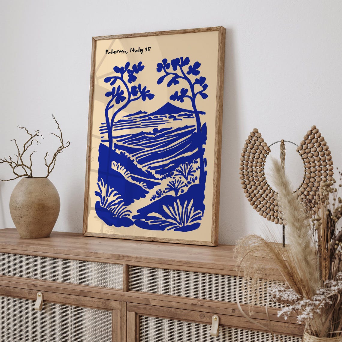 Palermo Italy 95 Cobalt Blue Coastal Sicilian Landscape Travel Poster - Image 5
