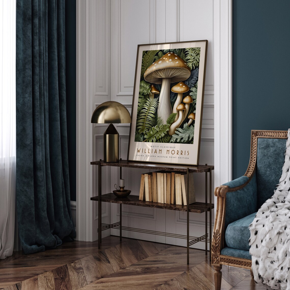William Morris Motif Classique Mushroom Fern Woodland Art Poster - Image 2