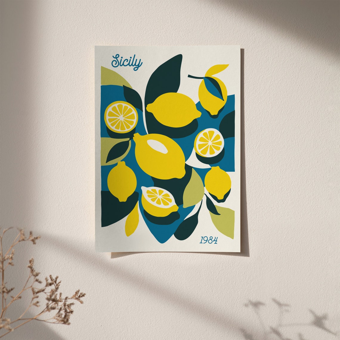 Retro Sicily 1984 Lemon Poster with Bright Citrus Fruit Illustration - Image 6