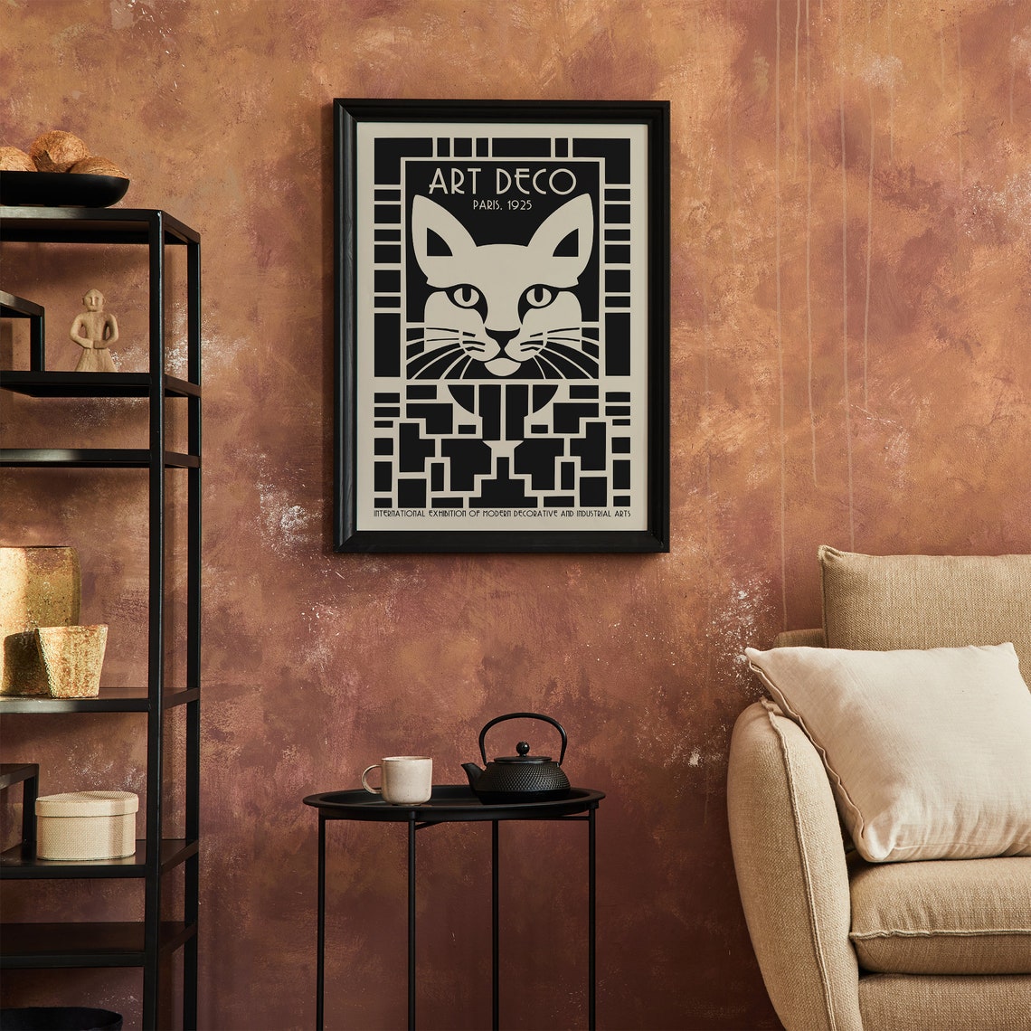 Art Deco Cat Face Paris 1925 International Exhibition Wall Art - Image 5