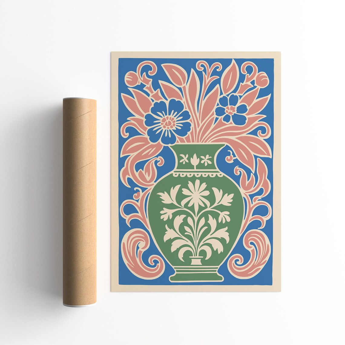 Sweet Charming Pastel Floral Bouquet In Green Vase Retro Poster - Image 6