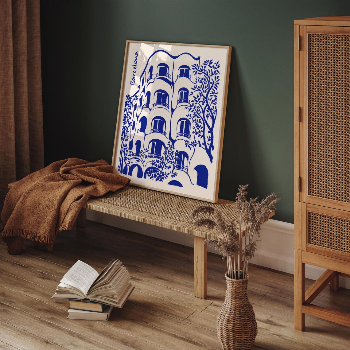 Barcelona Gaudi Architecture Blue Minimalist City Travel Poster - Image 4