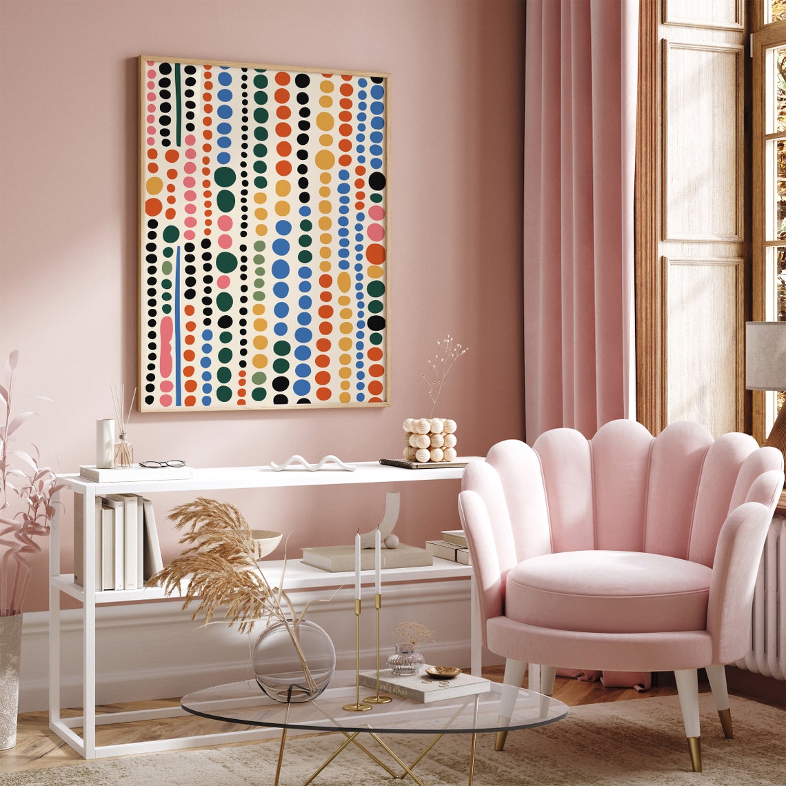 Mid Century Modern Colorful Dots Pattern Retro Abstract Poster - Image 6