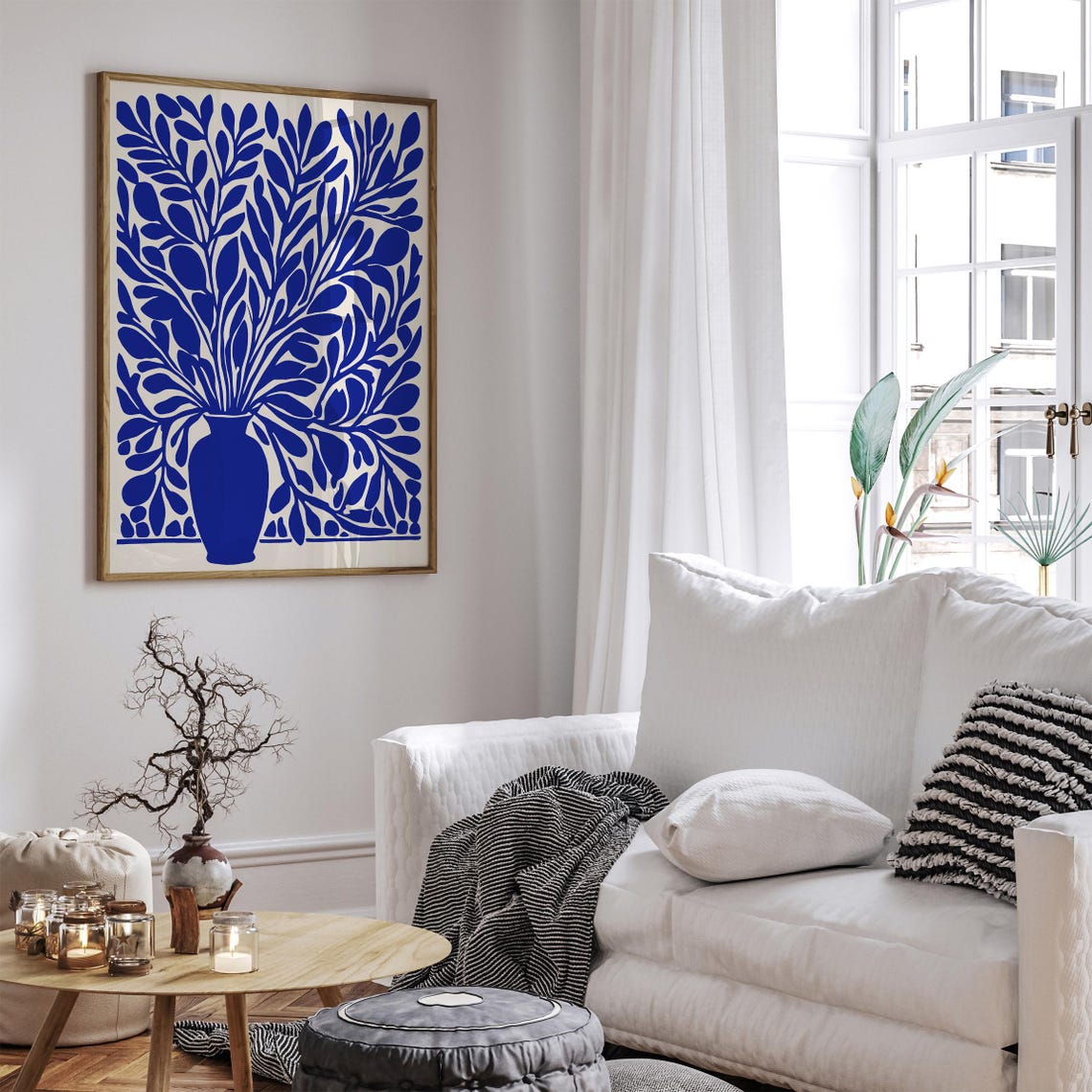 Bold Blue Floral Vase Cutout Matisse Style Botanical Wall Poster - Image 4