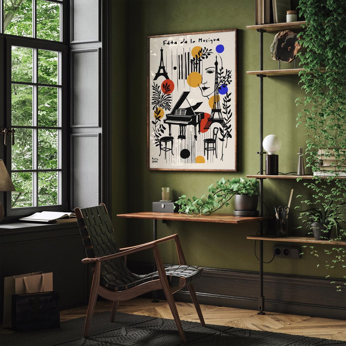 Fte De La Musique Paris Art Print Vintage Poster Eiffel Tower Piano French Music Print Festival Art Print Retro Wall Art Airbnb Art - Image 2