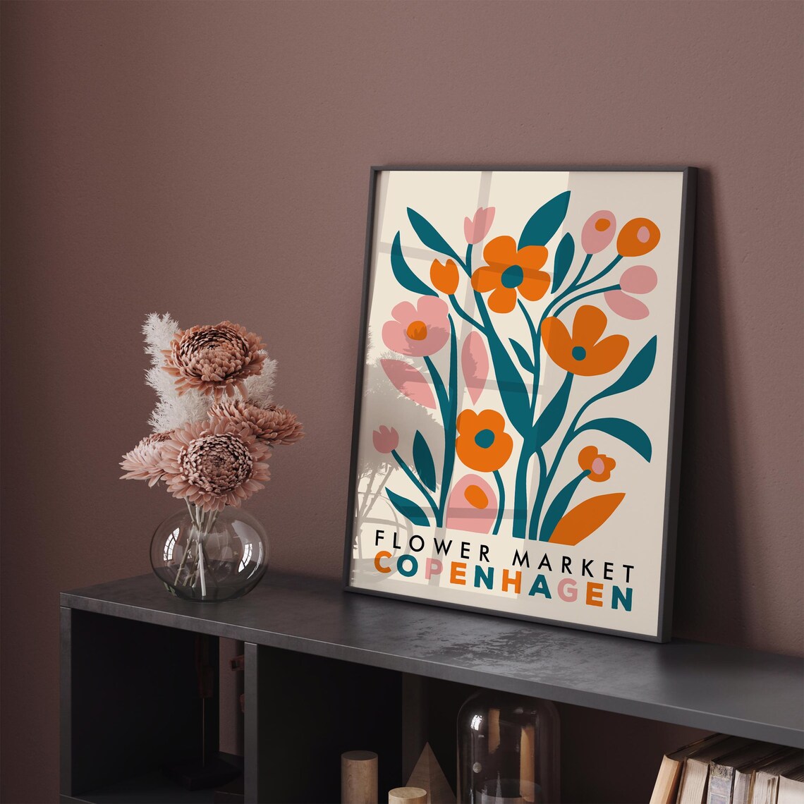 Vibrant Flower Market Copenhagen Orange Blossom Bouquet Poster - Image 3