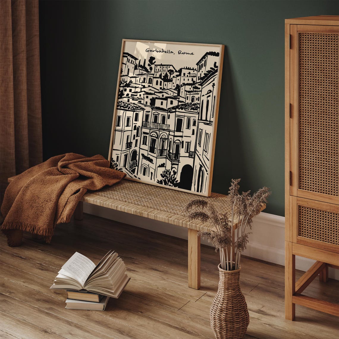 Vintage Sketch Garbatella Rome Black Line Minimalist Urban Poster - Image 5