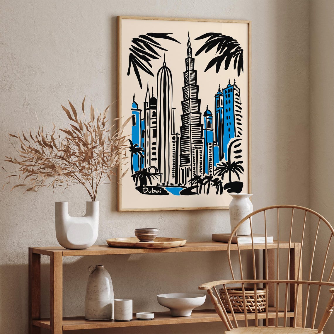 Dubai Burj Khalifa Blue Daytime Skyline Cityscape Travel Poster - Image 2