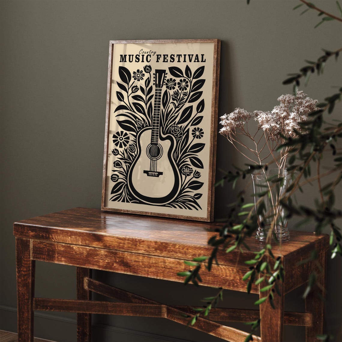 Country Music Poster Vintage Music Poster Western Wall Art Nashville Floral Poster Farmhouse Decor Country Music Fan Cowboy Wall Art - Image 2