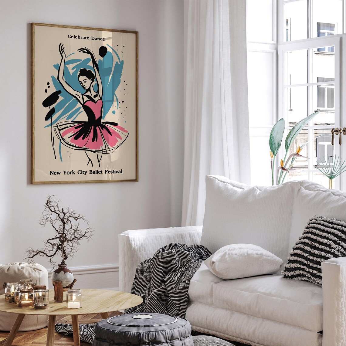 New York City Ballet Festival Poster with Pink Ballerina Art - Image 6