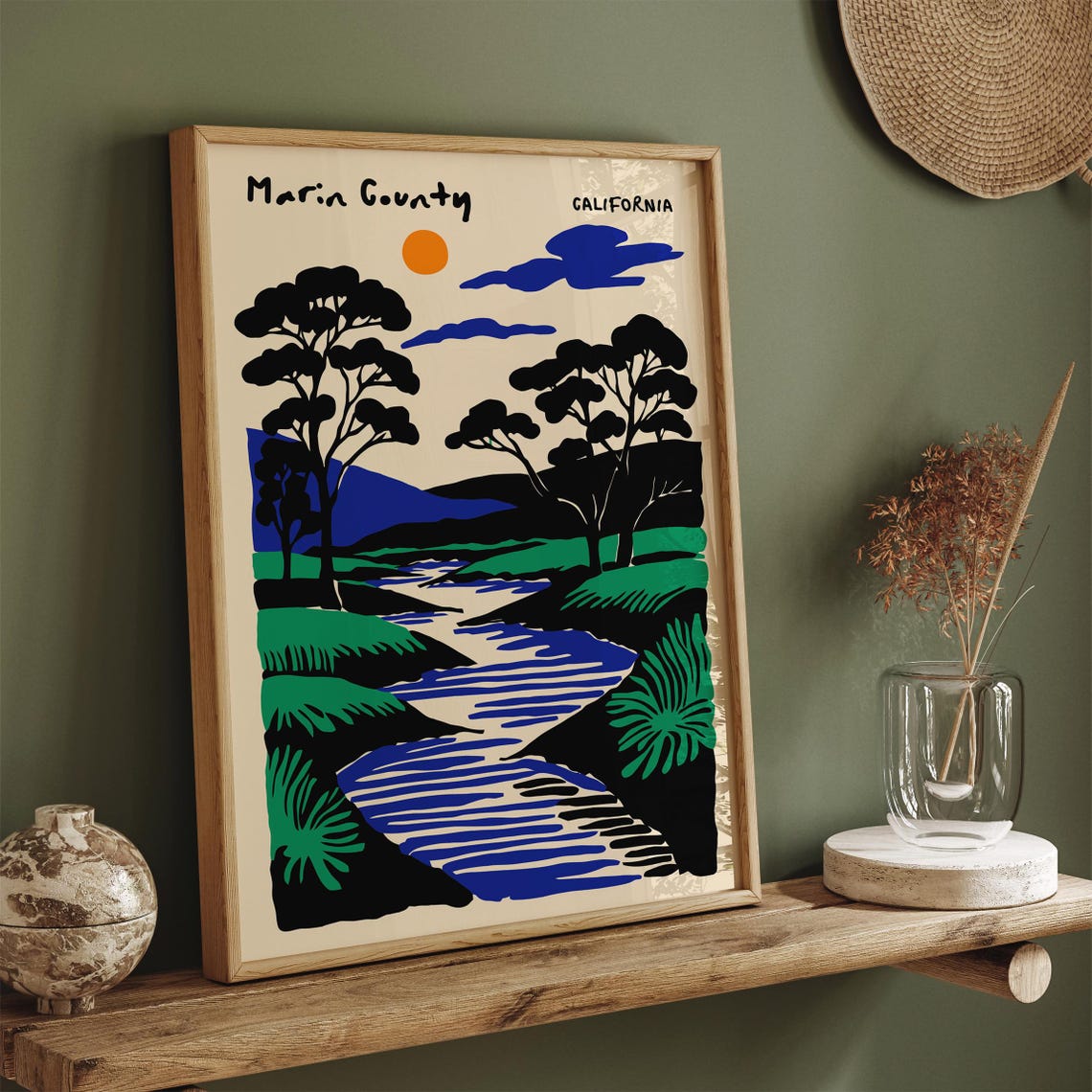 Marin County California River Landscape Vintage Travel Poster - Image 4