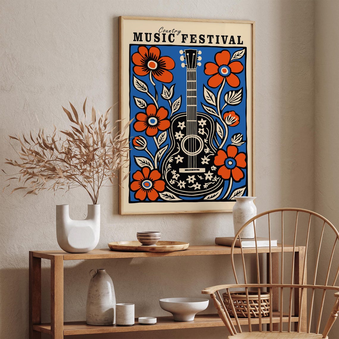 Country Music Poster Vintage Music Poster Western Wall Art Nashville Floral Poster Farmhouse Decor Country Music Fan Cowboy Wall Art - Image 3