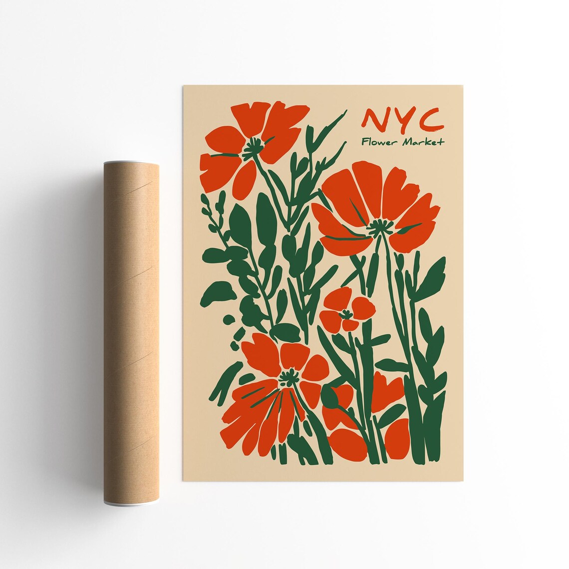 NYC Flower Market Orange Poppies Bold Graphic Floral Wall Art