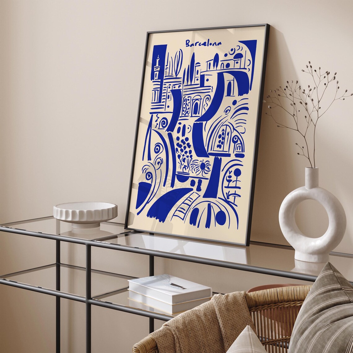 Barcelona Abstract Blue Cityscape Minimalist Travel Decor Poster - Image 5