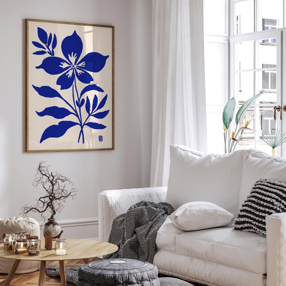 Indigo Blue Botanical Lily French Riviera Matisse Style Poster - Image 5
