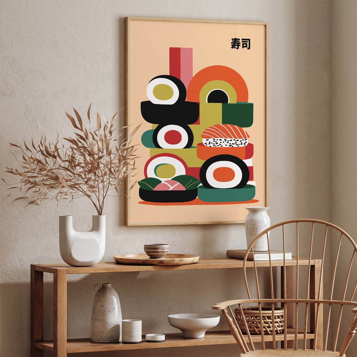 Modern Abstract Sushi Art Colorful Japanese Food Illustration Poster - Image 5