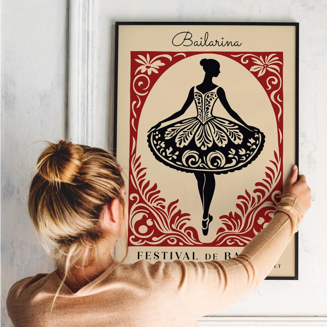 Spanish Ballerina Silhouette Festival de Ballet Barcelona Poster - Image 3