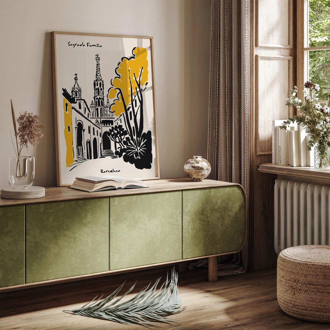 Barcelona Poster Cityscape Art Print Black Ink Painting Style Minimalist Art Print Retro Barcelona Poster Travel Airbnb Wall Art Print - Image 3