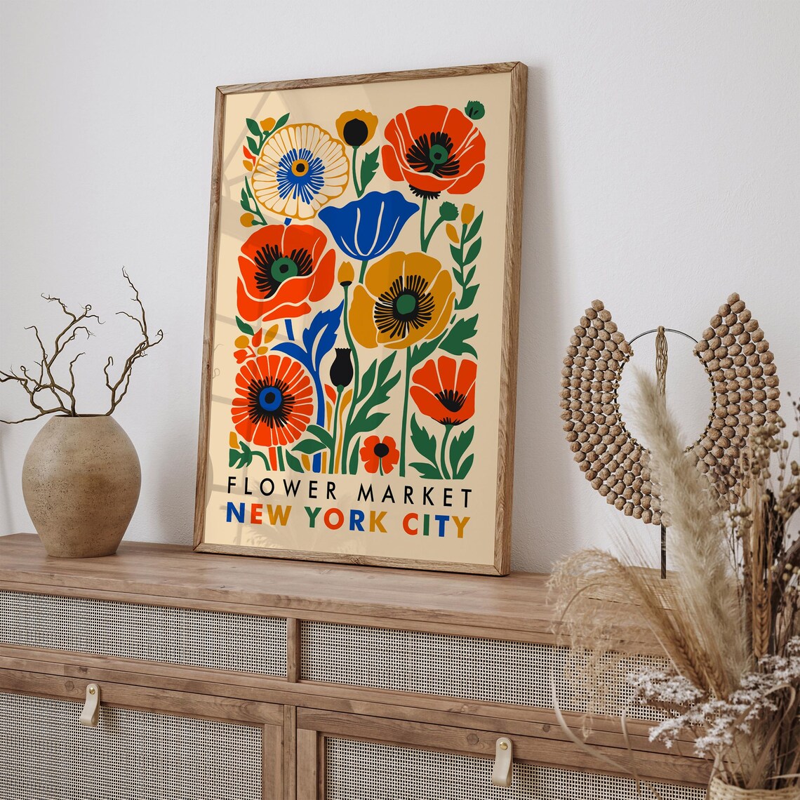 Flower Market New York City Colorful Poppy Botanical Art Poster - Image 5