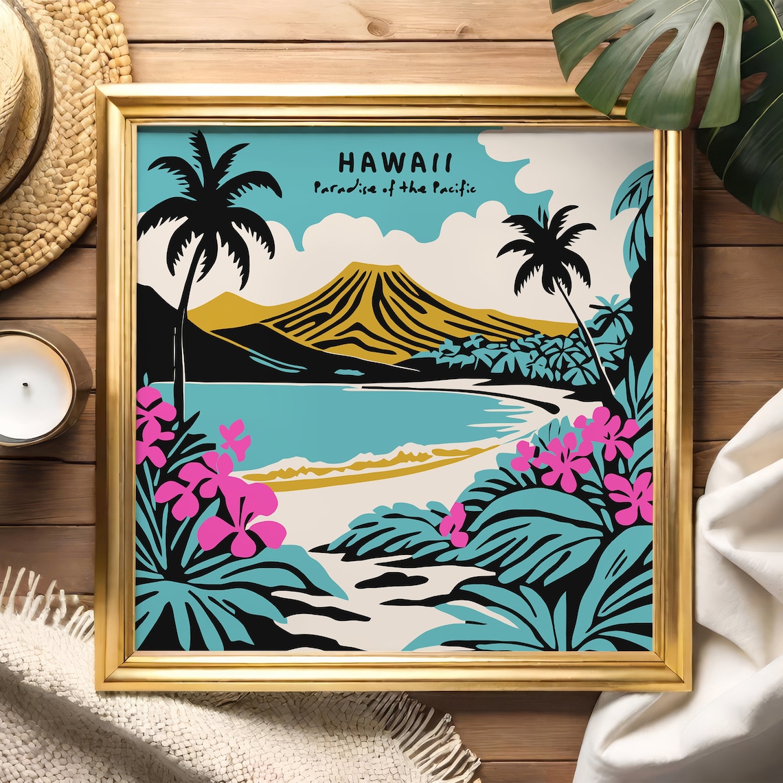 Hawaii Paradise Of The Pacific Volcano Bay Vintage Travel Poster