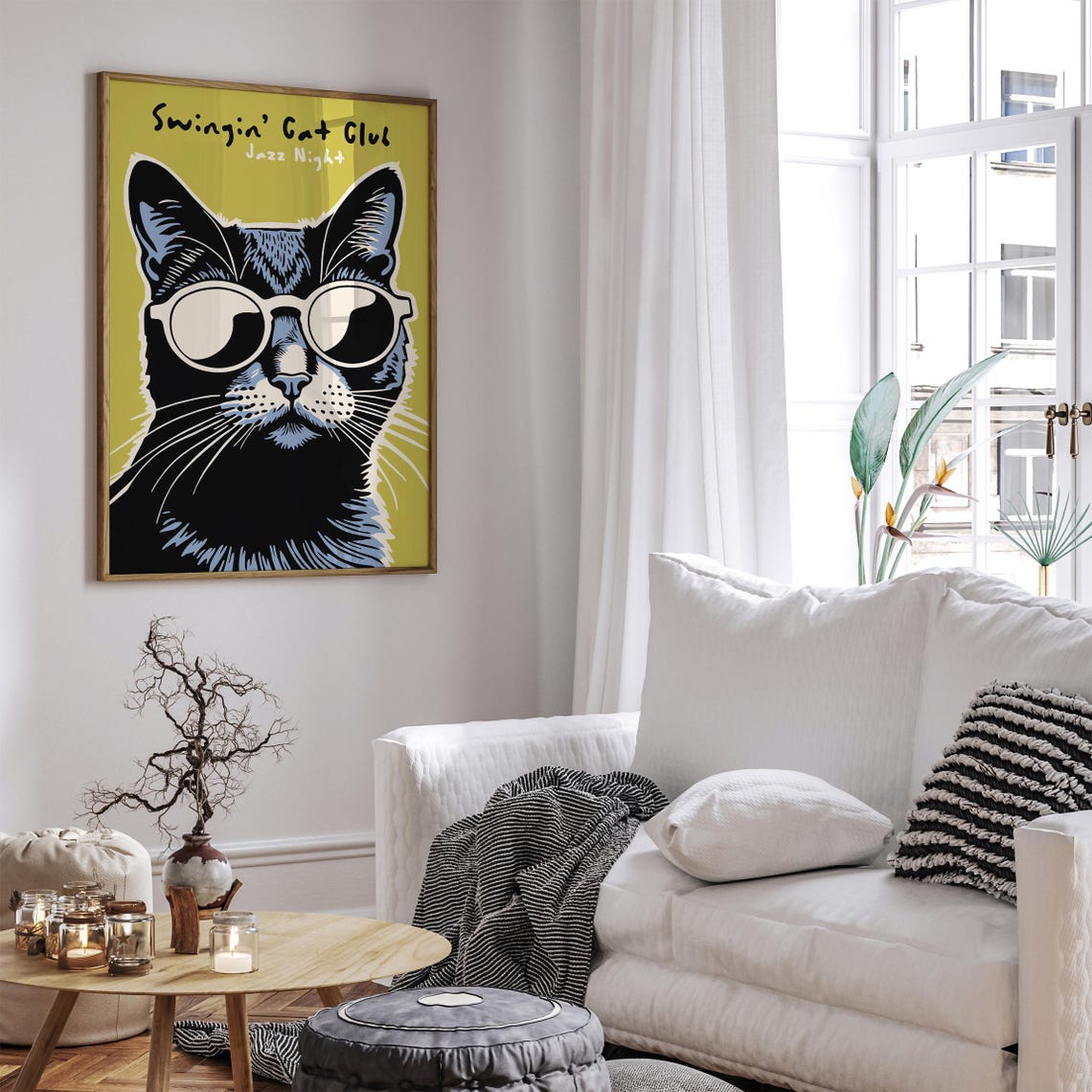 Swingin Cat Jazz Club Poster Cool Cat Jazz Club Wall Art Music Poster Home Decor For Jazz Lovers Cat Enthusiasts Airbnb Wall Art Decor - Image 4