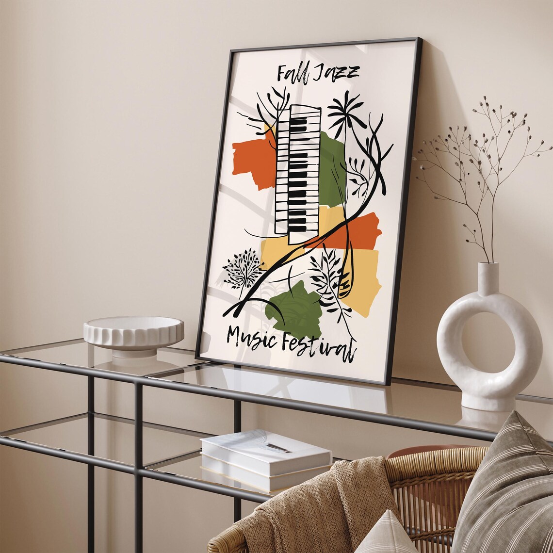 Fall Jazz Music Festival Piano Keys Autumn Botanical Art Poster - Image 4
