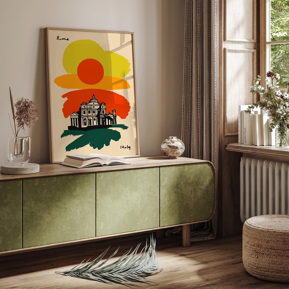 Rome Italy Saint Peters Basilica Retro Sunset Travel Art Poster - Image 3