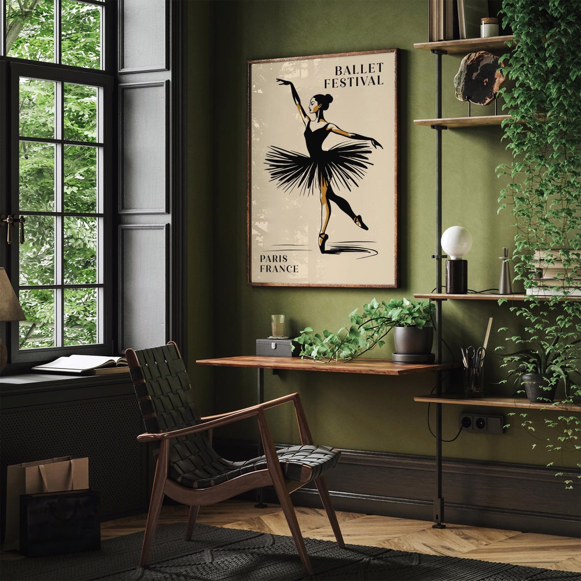 Ballet Festival Paris France Black Tutu Ballerina Silhouette Poster - Image 2