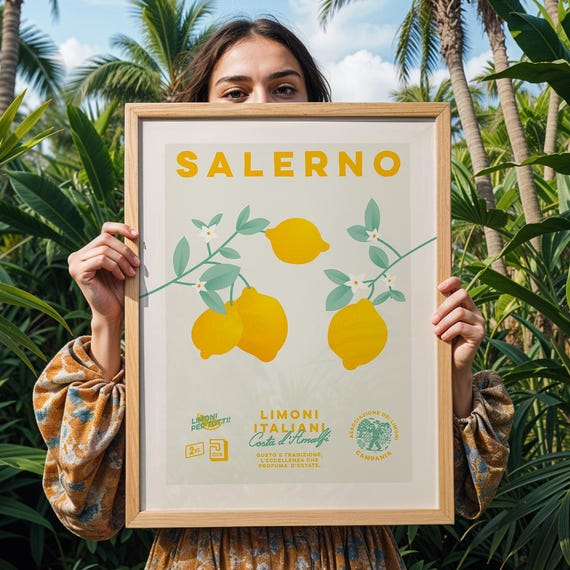 Lemonade Italy Vintage Travel Poster, Kitchen Decor