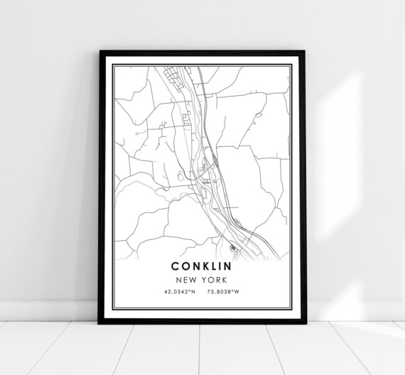 Conklin New York Minimalist Street Map Poster Coordinates Gift