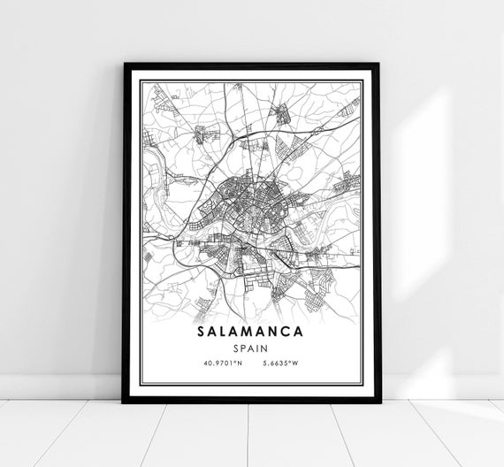 Salamanca Map Print, Spain City Travel Poster
