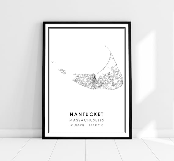 Nantucket Map Art Print, Massachusetts Travel Poster