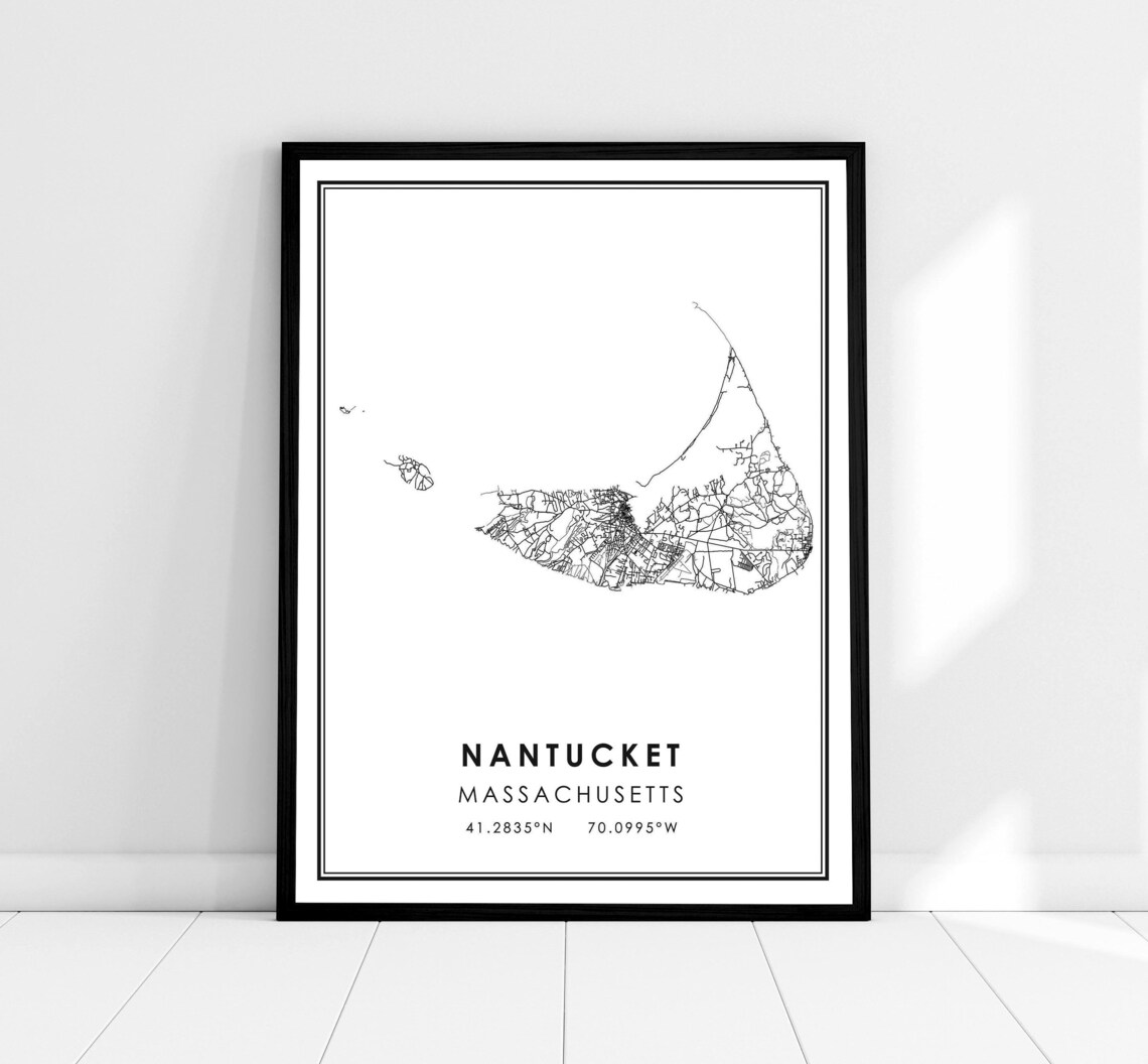Nantucket Map Art Print, Massachusetts Travel Poster