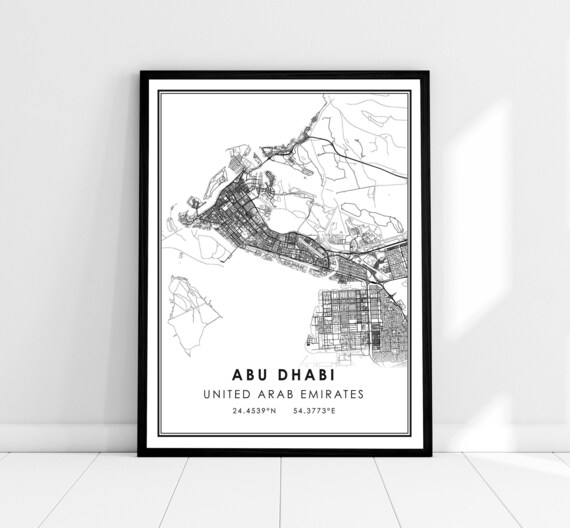 Abu Dhabi United Arab Emirates Street Map Minimalist Print Wall Decor