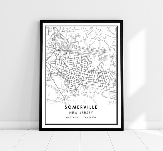 Somerville Map Print Poster Canvas New Jersey City