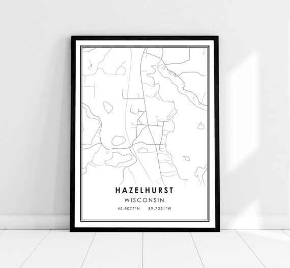Hazelhurst Wisconsin Minimalist City Street Map Line Art Poster