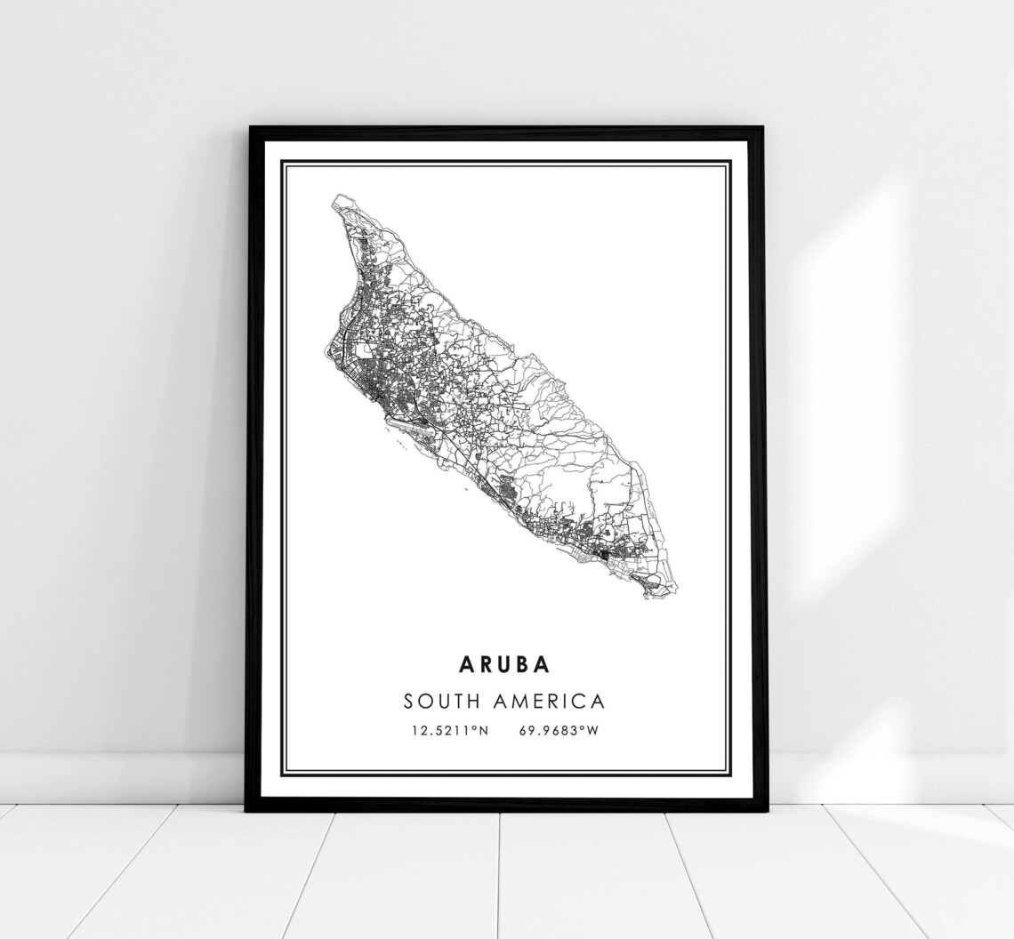 Aruba Map Poster Print, Travel and Place Decor